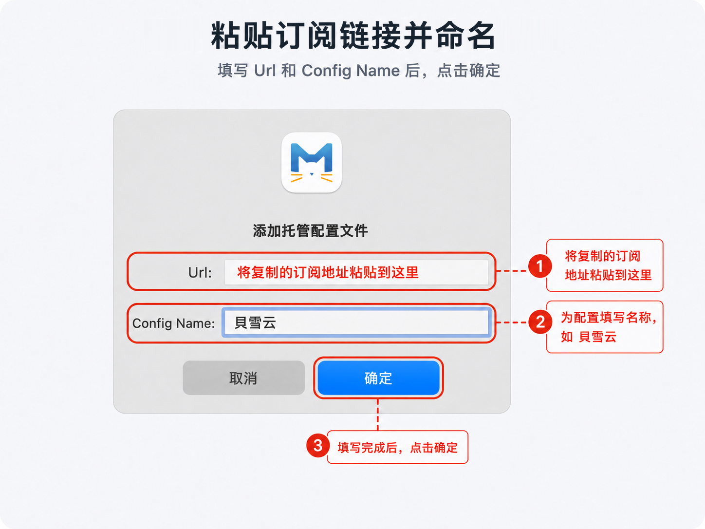 粘贴订阅地址并命名